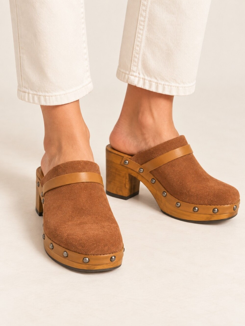 Free People Cognac Suede Calabasas Clogs | Size 38 - NWT